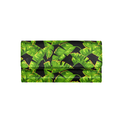 Banana Leaf Pattern Print Design BL06 Women's Trifold Wallet