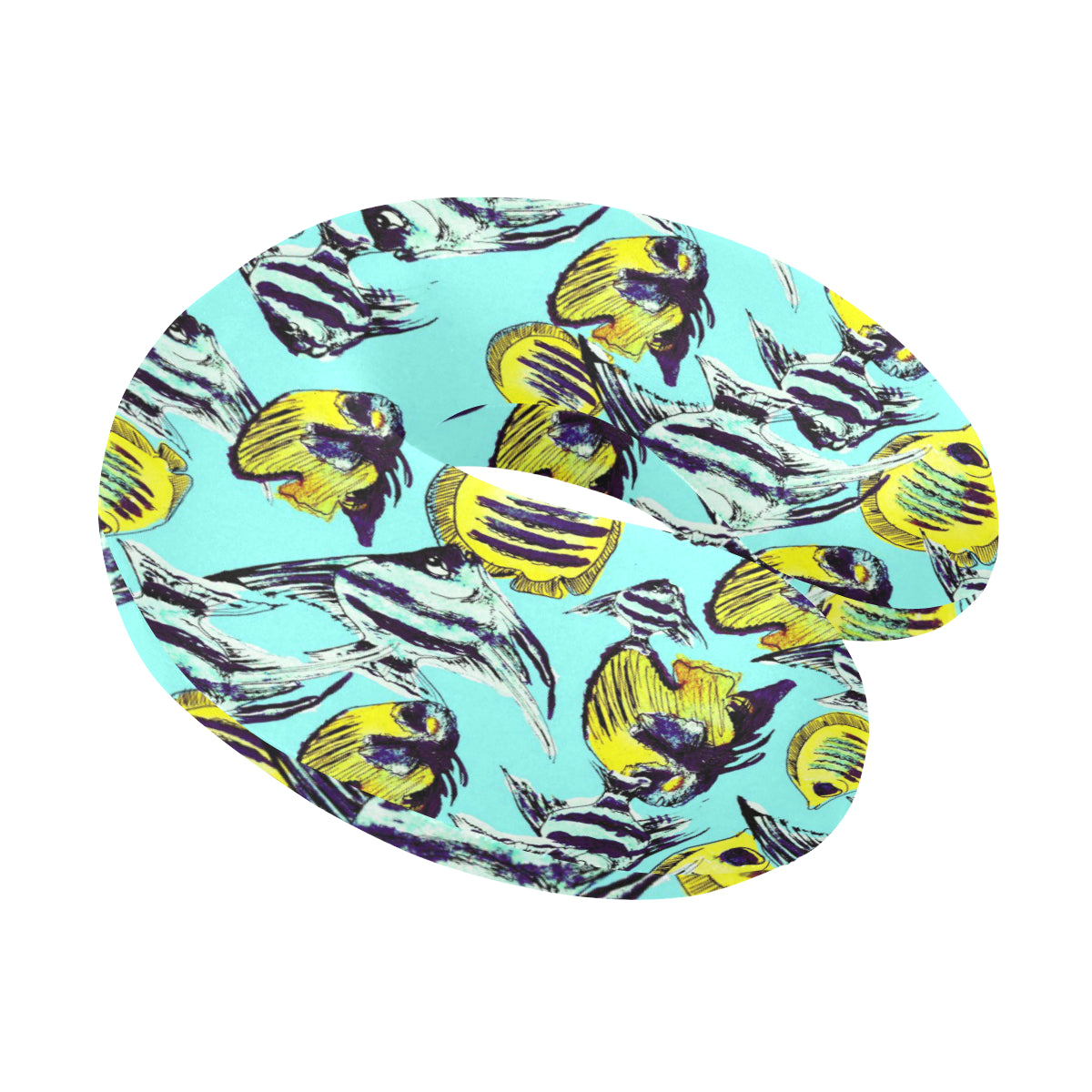 Angelfish Pattern Print Design 02 U-Shaped Travel Neck Pillow