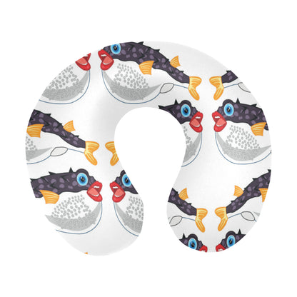 Fugu Pattern Print Design 03 U-Shaped Travel Neck Pillow