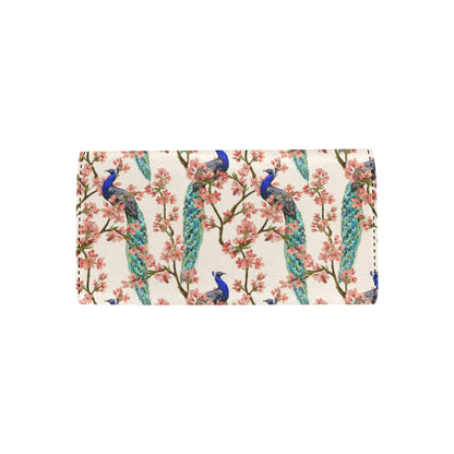 Cherry Blossom Peacock Women's Trifold Wallet