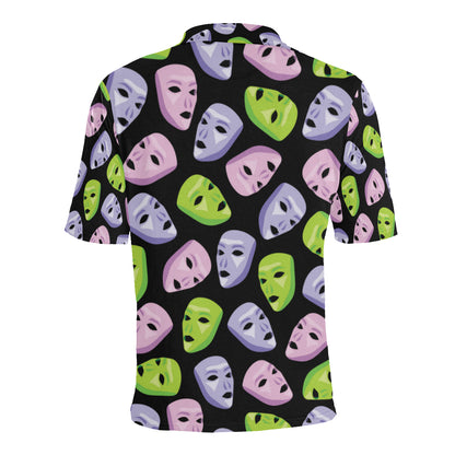 Acting Mask Pattern Print Design 04 Men Polo Shirt