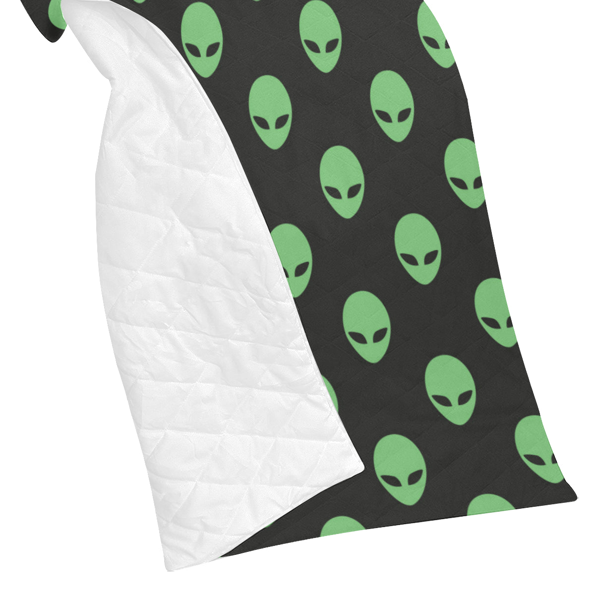 Alien Green Neon Pattern Print Design 01 Premium Quilt