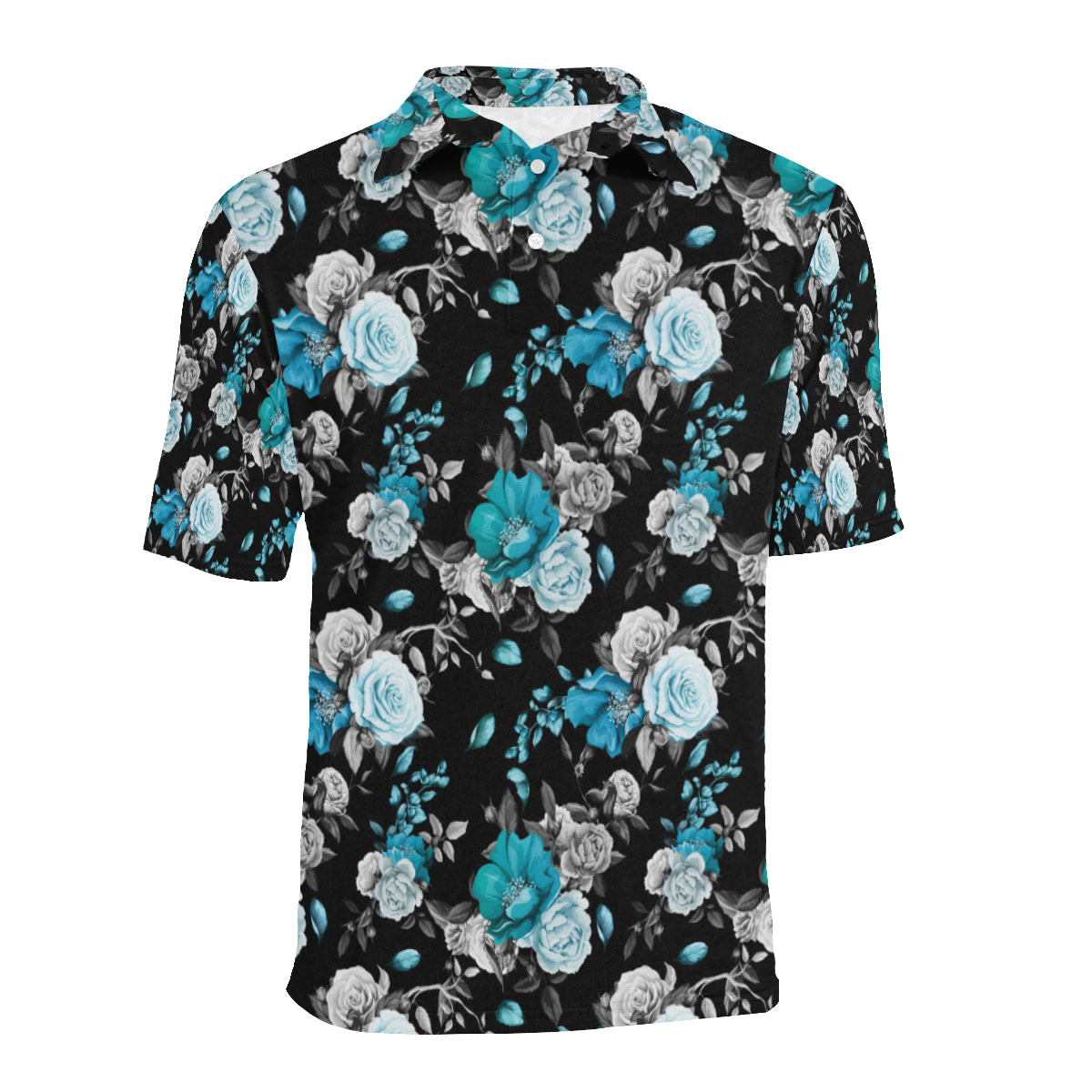 Rose Pattern Print Design A02 Men Polo Shirt