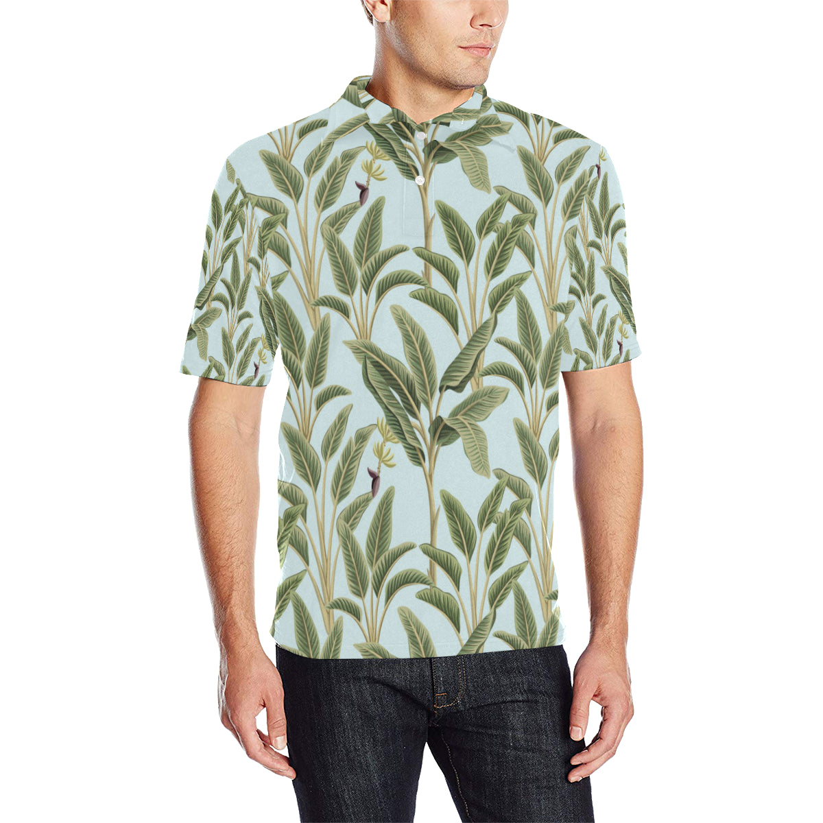 Banana Leaf Pattern Print Design BL03 Men Polo Shirt