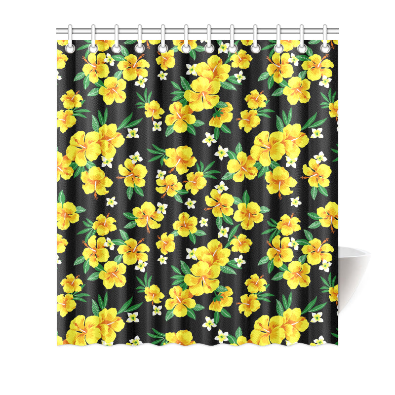 Yellow Hibiscus Pattern Print Design HB08 Shower Curtain