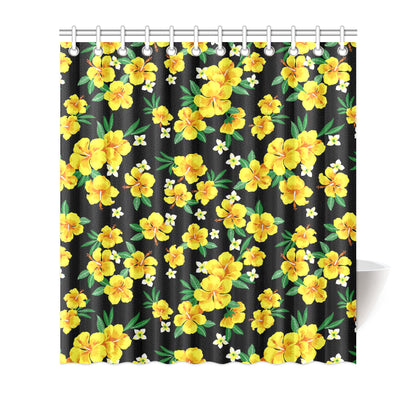 Yellow Hibiscus Pattern Print Design HB08 Shower Curtain