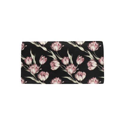 Tulip Pink Pattern Print Design TP02 Women's Trifold Wallet