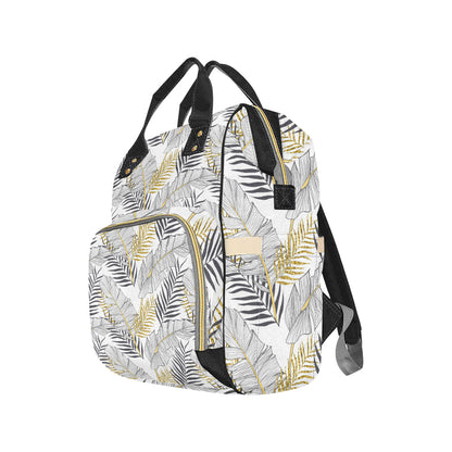 Gold Glitter Tropical Palm Leaves Diaper Bag Backpack