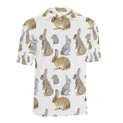 Rabbit Pattern Print Design 02 Men Polo Shirt