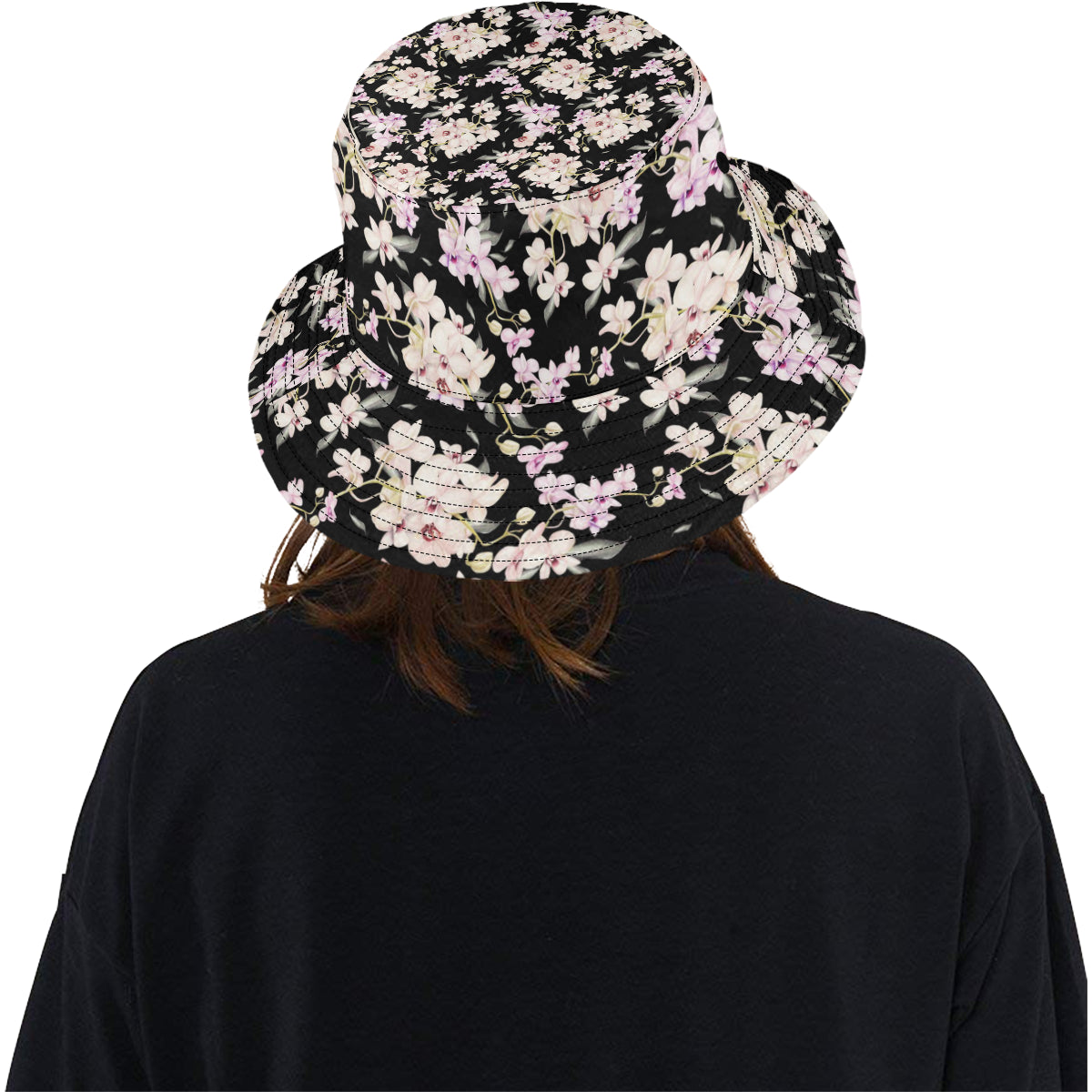 Orchid White Pattern Print Design OR03 Unisex Bucket Hat