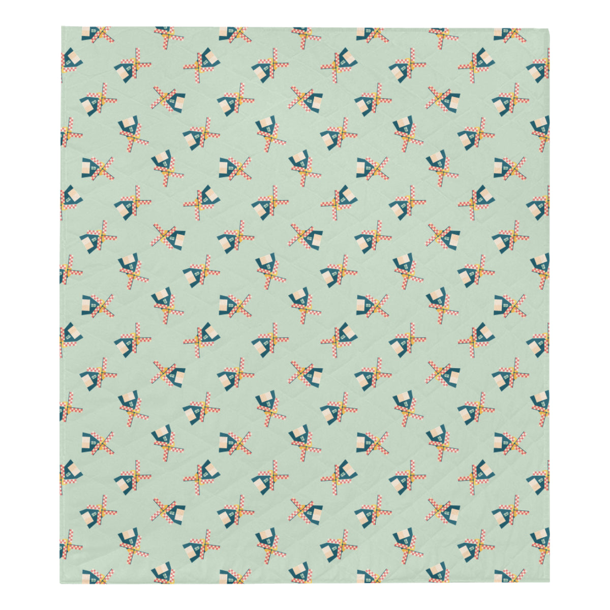 Windmill Pattern Print Design 02 Premium Quilt