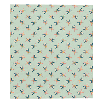 Windmill Pattern Print Design 02 Premium Quilt