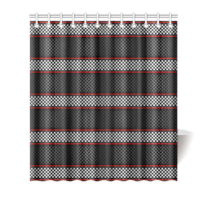 Checkered Flag Red Line Style Shower Curtain