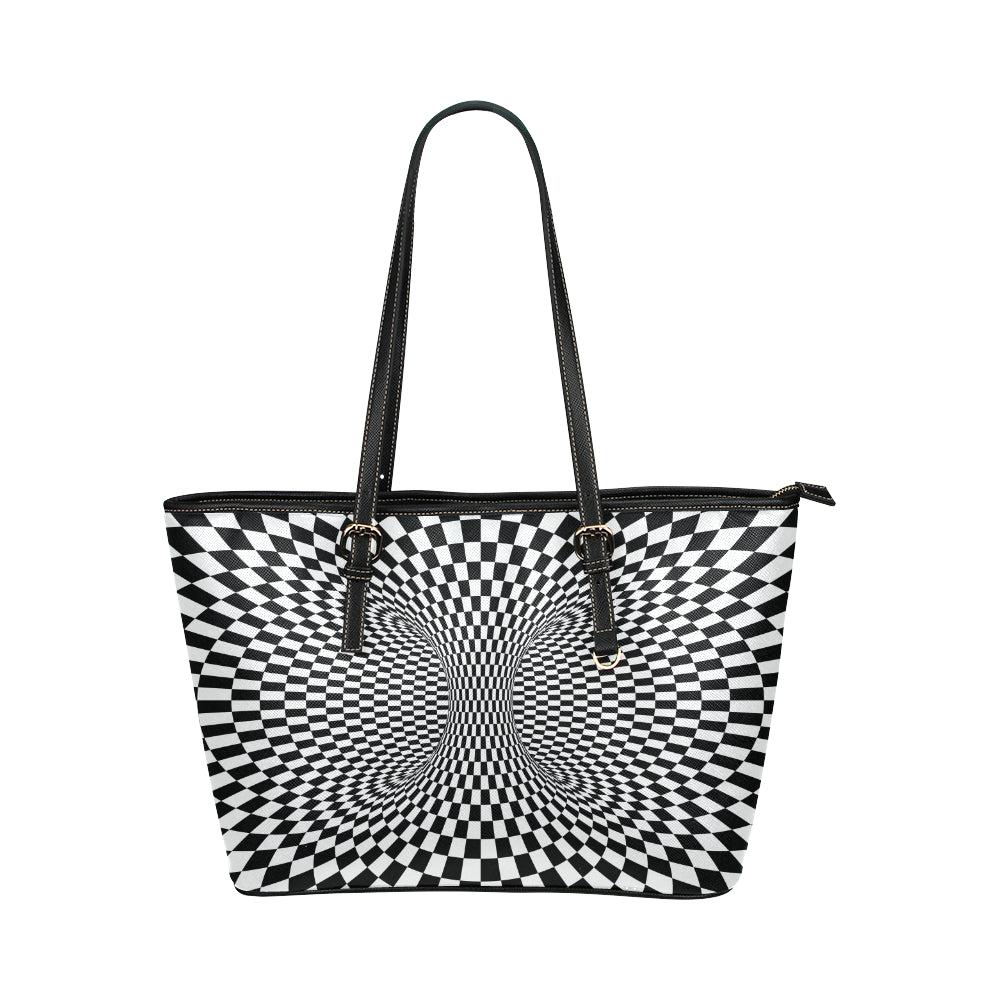 Optical illusion Projection Torus Leather Tote Bag