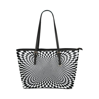 Optical illusion Projection Torus Leather Tote Bag
