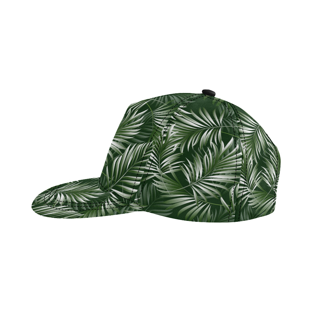 White Green Tropical Palm Leaves Snapback Cap