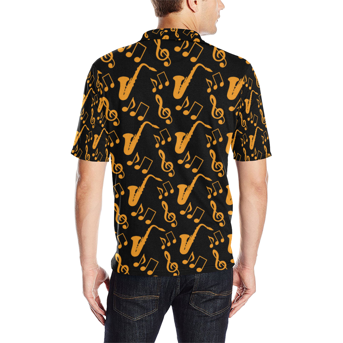 Saxophone Pattern Print Design 02 Men Polo Shirt