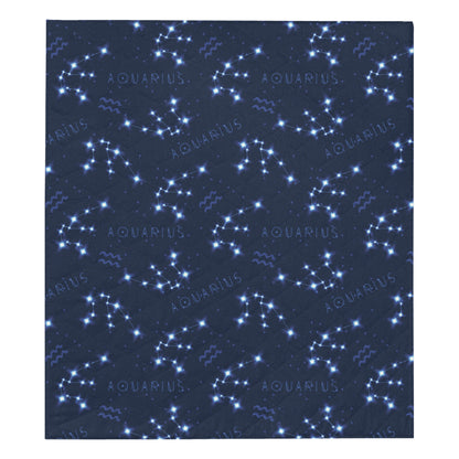 Aquarius Zodiac Pattern Print Design 02 Premium Quilt