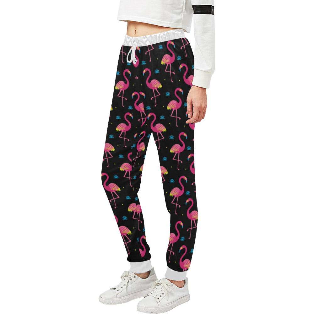 Flamingo Pink Neon Print Pattern Unisex Sweatpants
