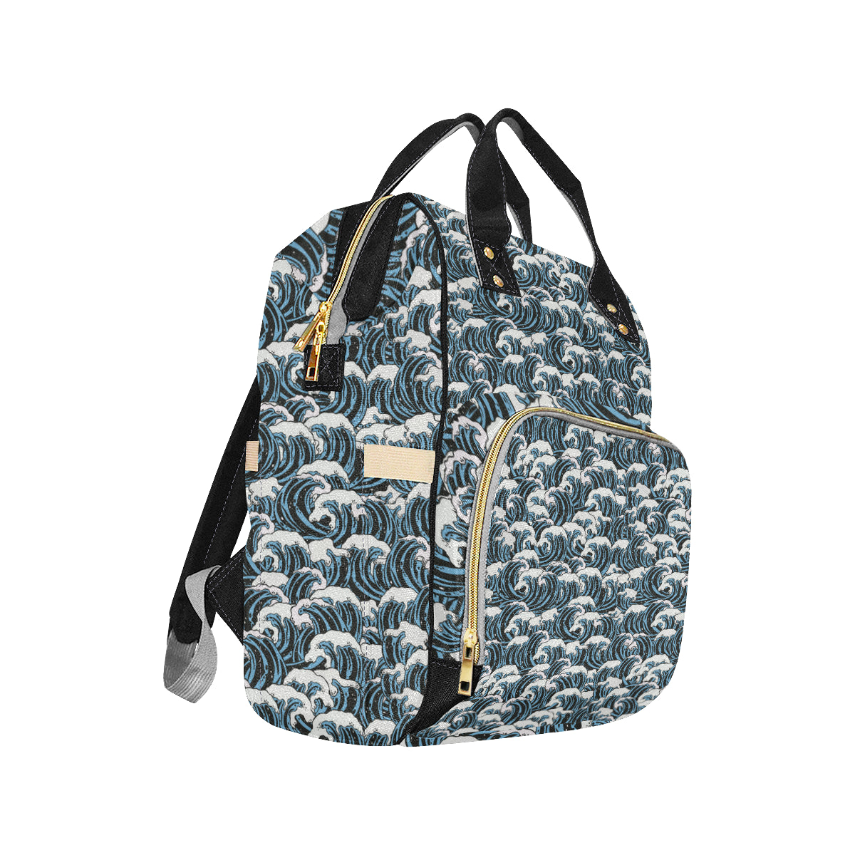 Surf Wave Pattern Print Diaper Bag Backpack