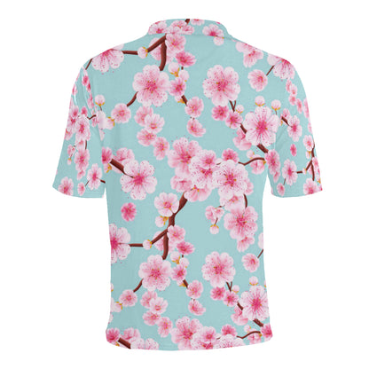 Cherry Blossom Pattern Print Design CB04 Men Polo Shirt