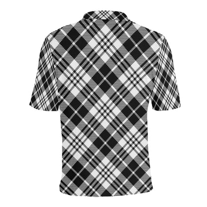 Plaid Black White Pattern Print Design A02 Men Polo Shirt