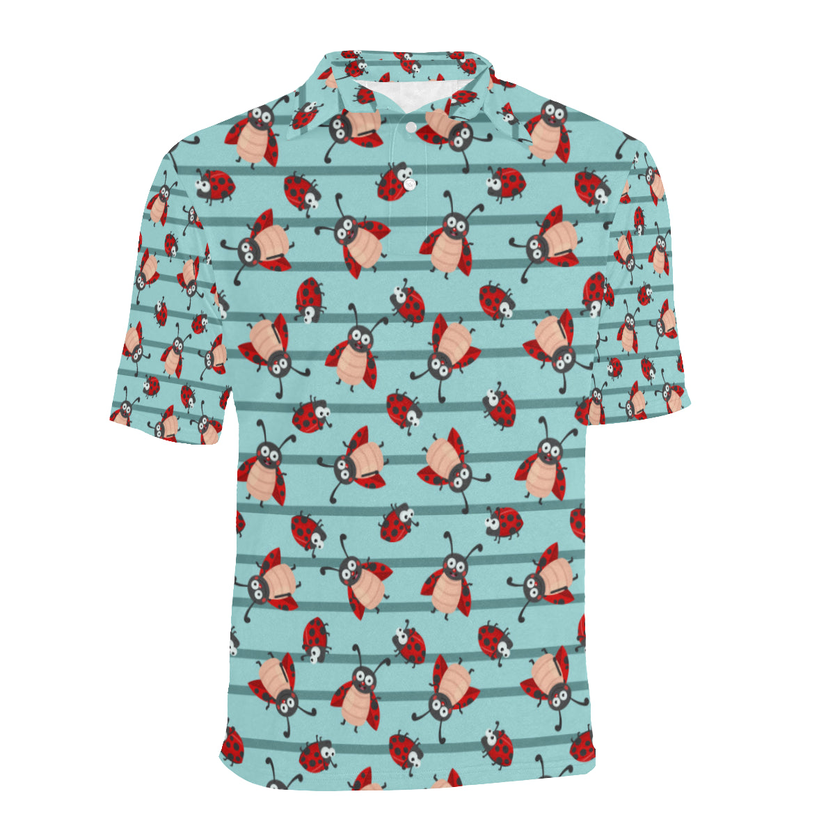 Ladybug Happy Print Pattern Men Polo Shirt