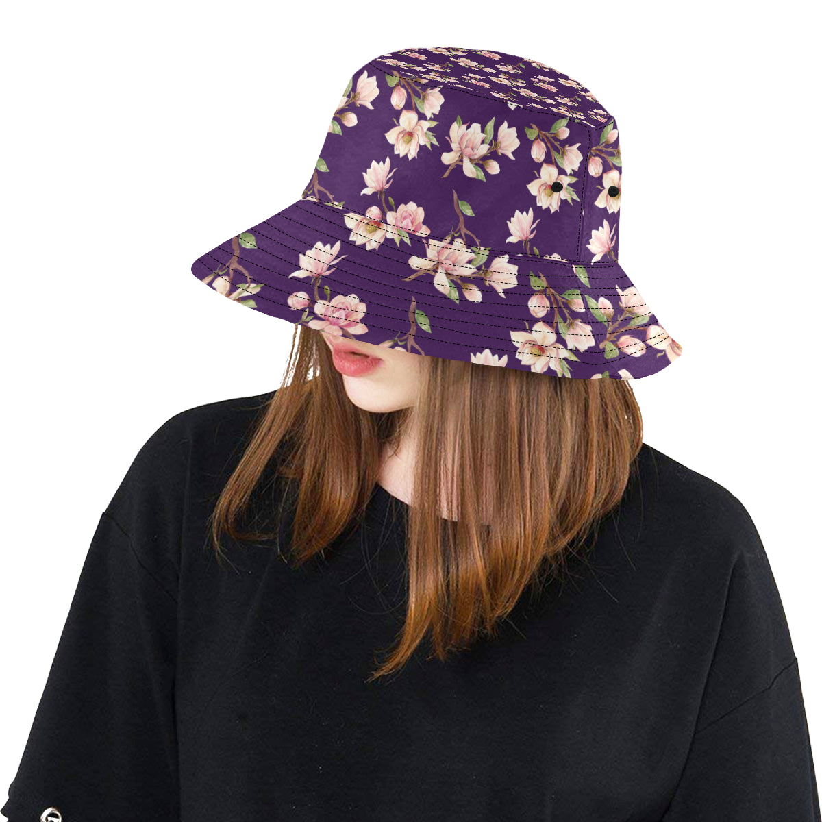 Magnolia Pattern Print Design MAG02 Unisex Bucket Hat