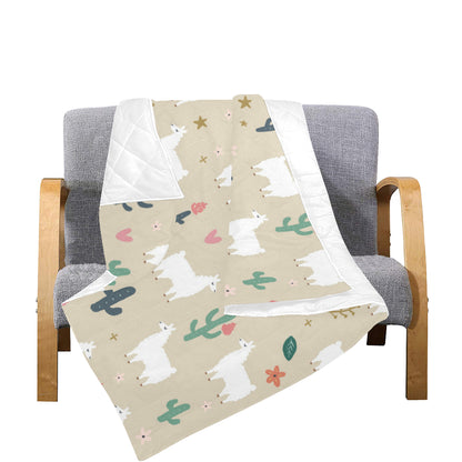 Llama Cactus Pattern Print Design 09 Premium Quilt