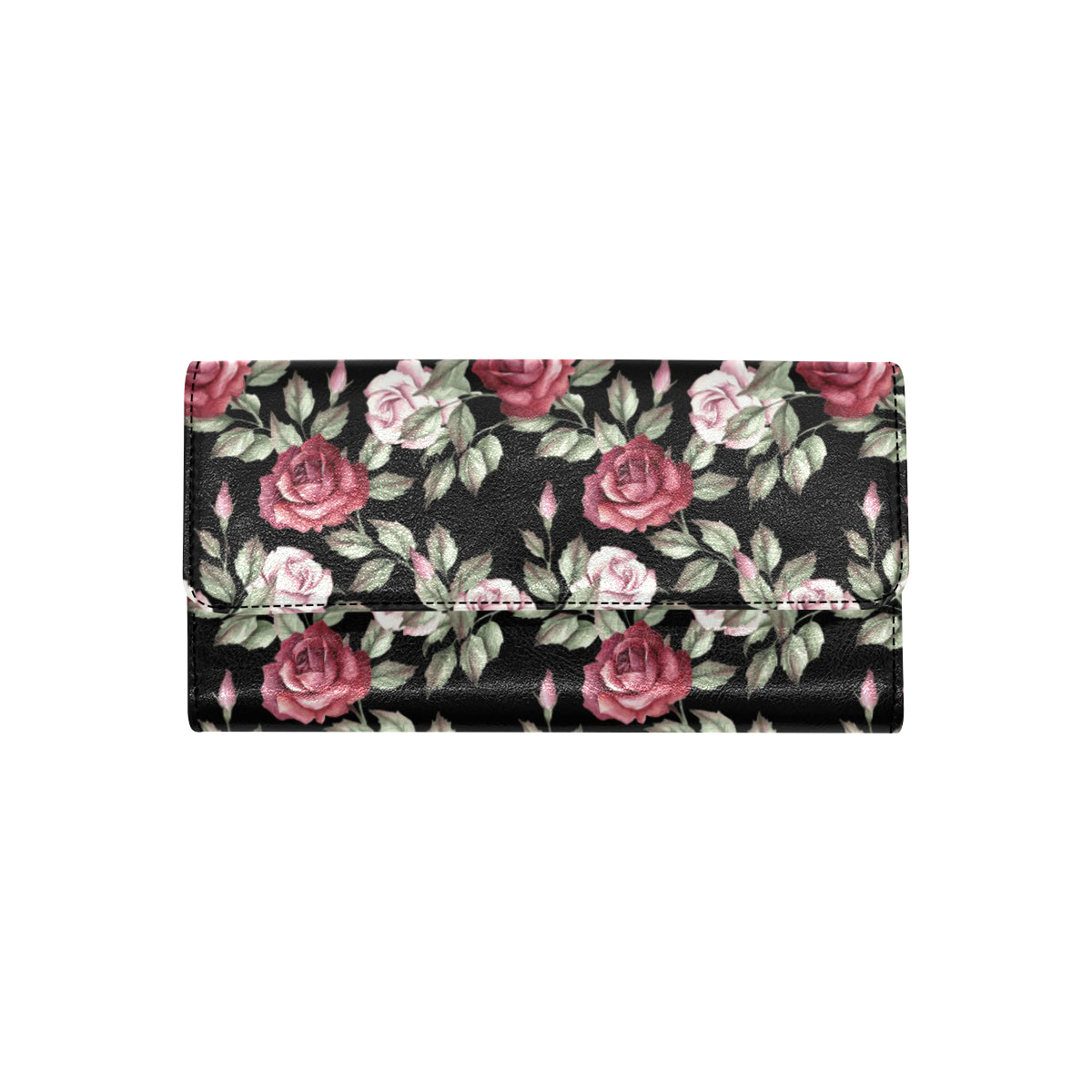 Rose Red Pink Pattern Print Design RO03 Women's Trifold Wallet