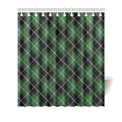 Plaid Green Pattern Print Design A05 Shower Curtain