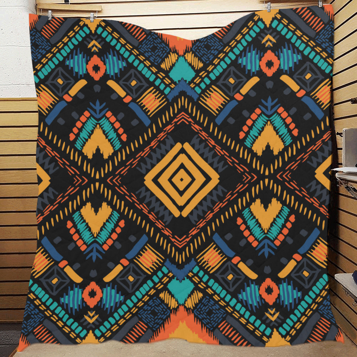 Kente Pattern Print Design 05 Premium Quilt