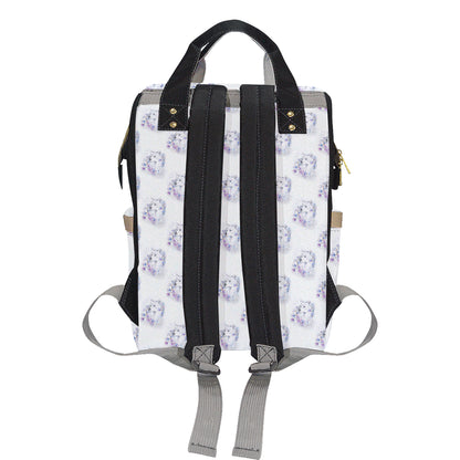 Wolf with Flower Print Design Diaper Bag Backpack