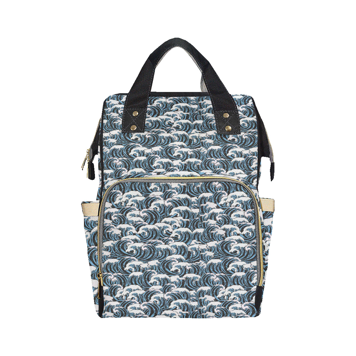 Surf Wave Pattern Print Diaper Bag Backpack