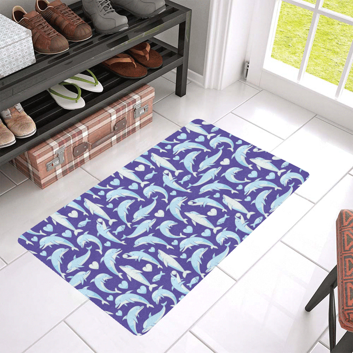 Dolphin Smile Print Pattern Rubber Doormat