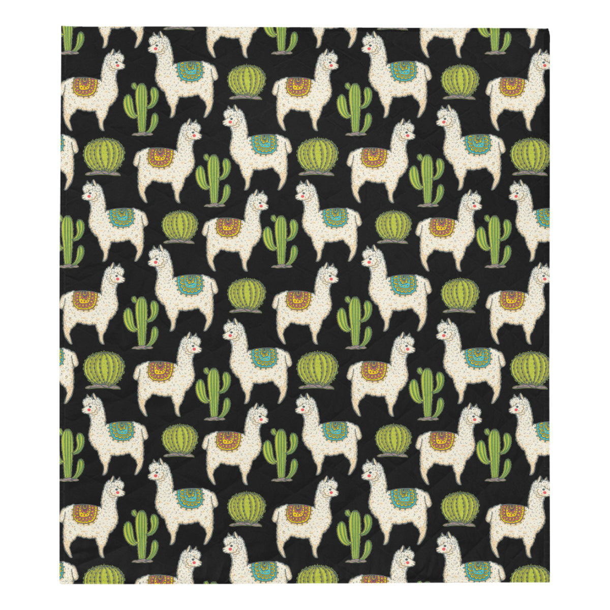 Alpaca Cactus Pattern Print Design 07 Premium Quilt