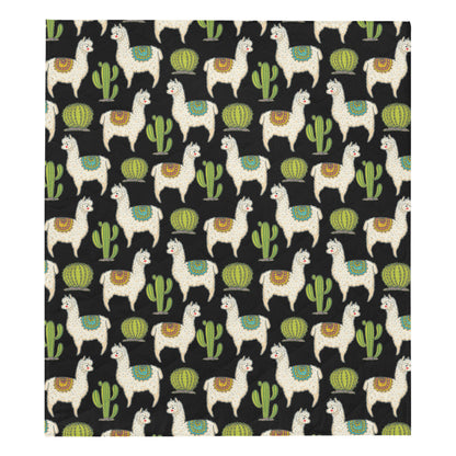 Alpaca Cactus Pattern Print Design 07 Premium Quilt