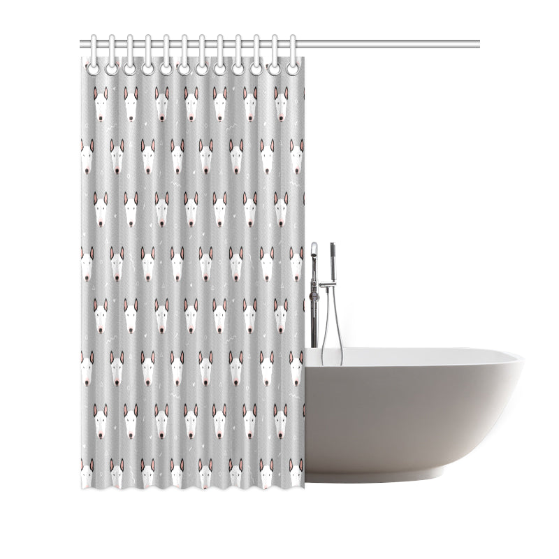 Bull Terrier Head Print Pattern Shower Curtain