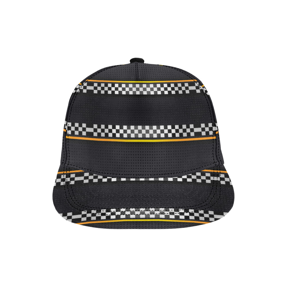 Checkered Flag Yellow Line Style Snapback Cap