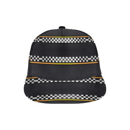 Checkered Flag Yellow Line Style Snapback Cap