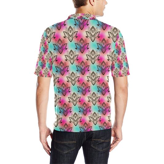 lotus Boho Pattern Print Design LO02 Men Polo Shirt