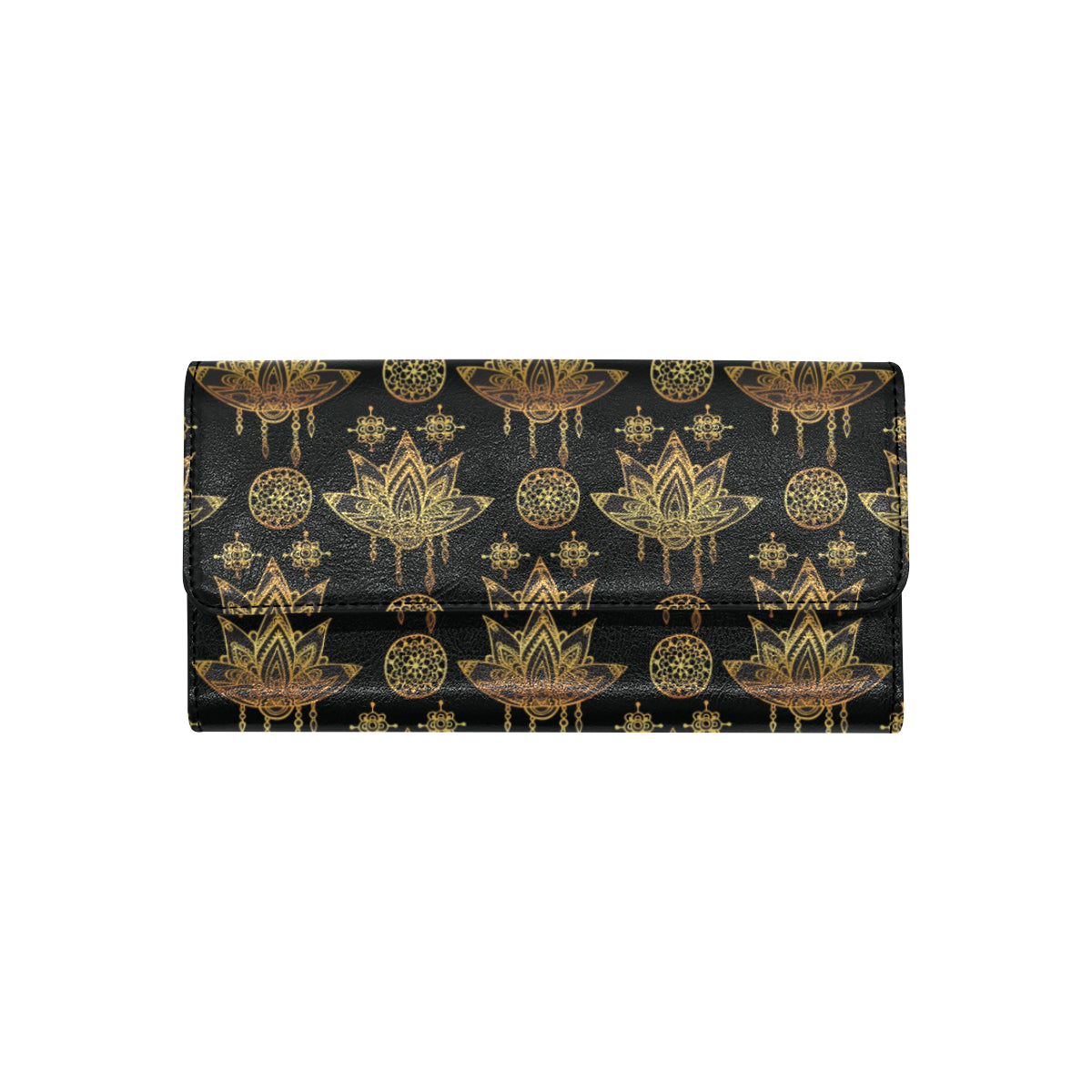 lotus Boho Pattern Print Design LO03 Women's Trifold Wallet