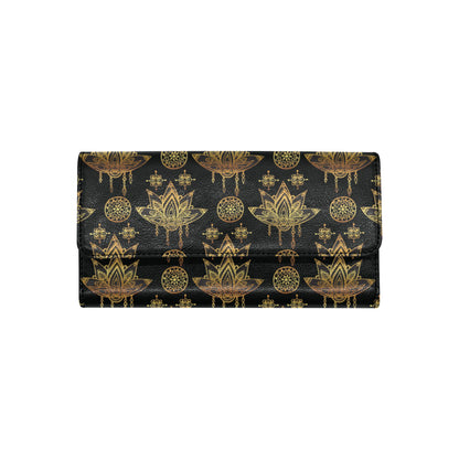 lotus Boho Pattern Print Design LO03 Women's Trifold Wallet