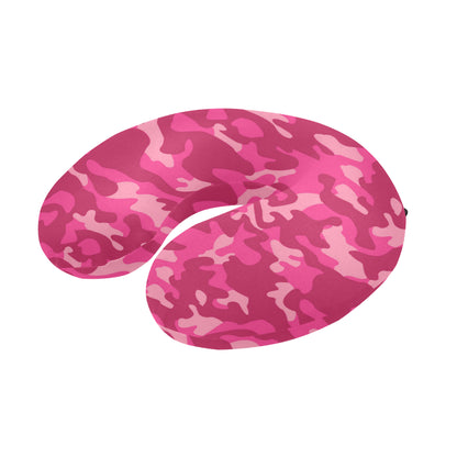 Camo Pink Pattern Print Design 01 U-Shaped Travel Neck Pillow