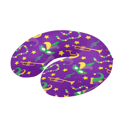 Mardi Gras Pattern Print Design 06 U-Shaped Travel Neck Pillow