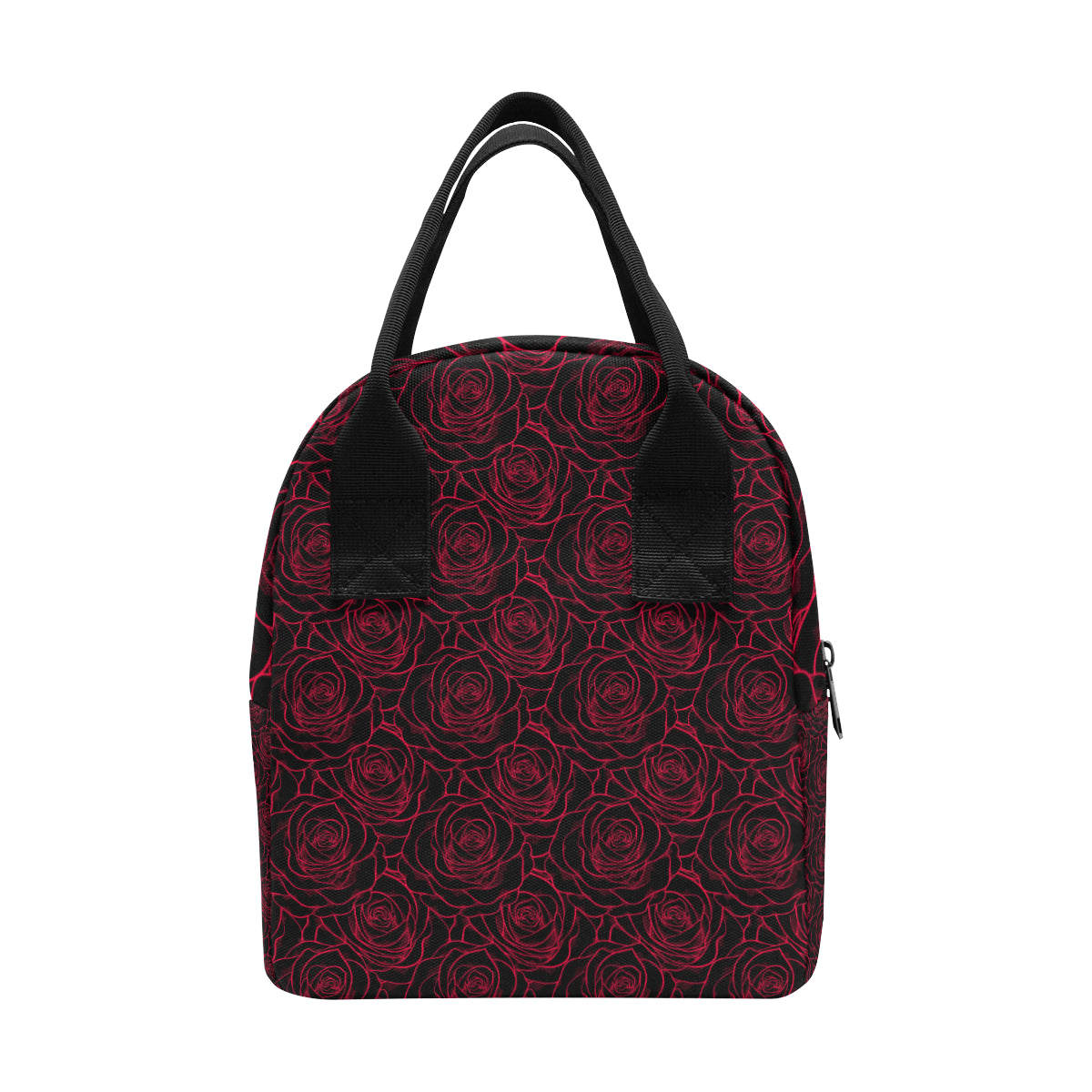 Red Rose Design Print Insulated Lunch Bag
