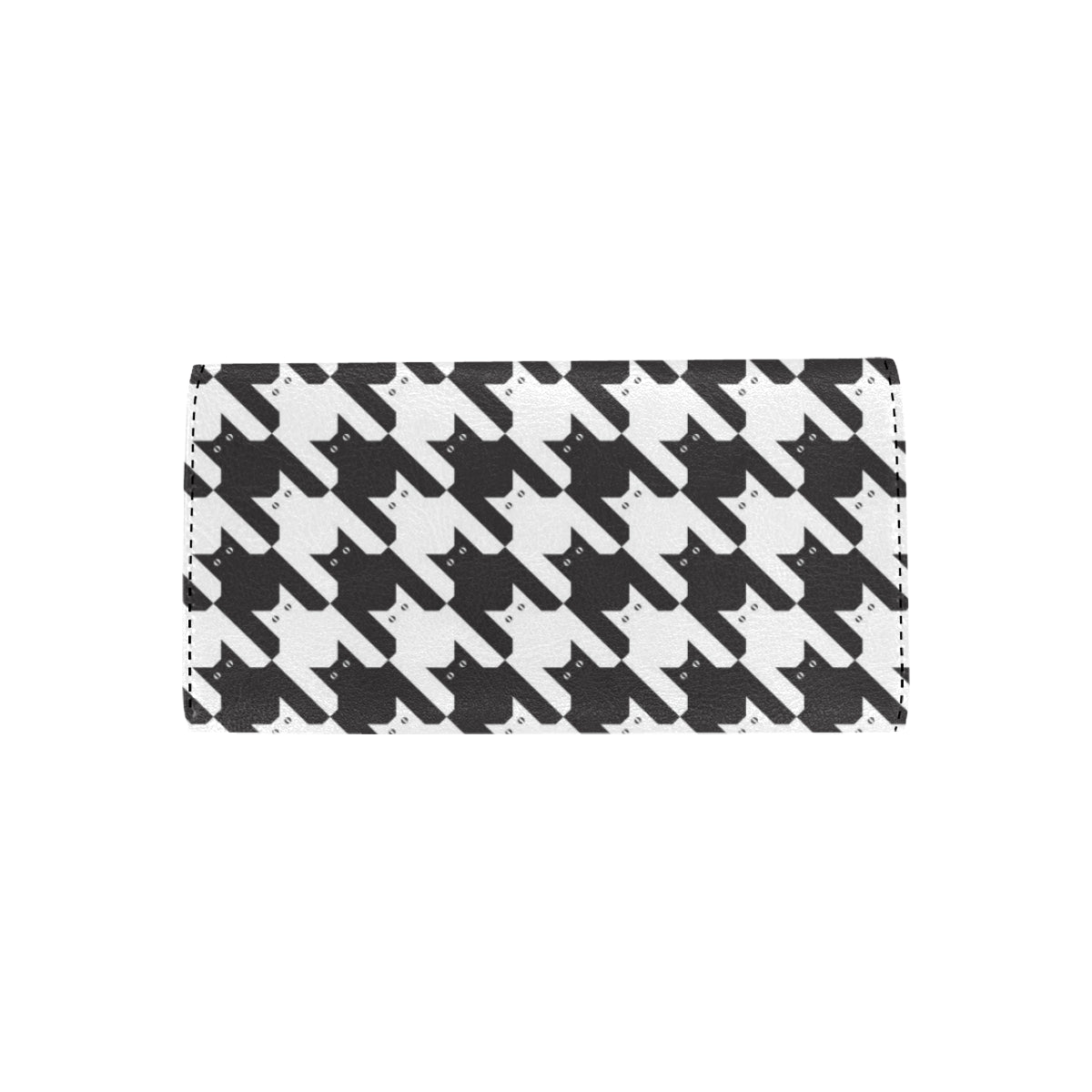 Cat HoundstoothPattern Print Design 01 Women's Trifold Wallet