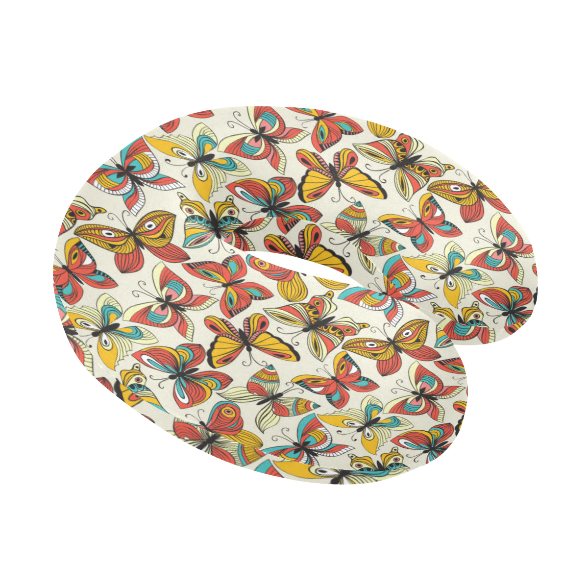 Butterfly Pattern Print Design 02 U-Shaped Travel Neck Pillow