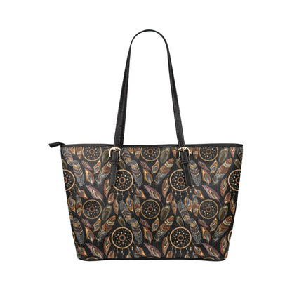Dream catcher embroidered style Leather Tote Bag