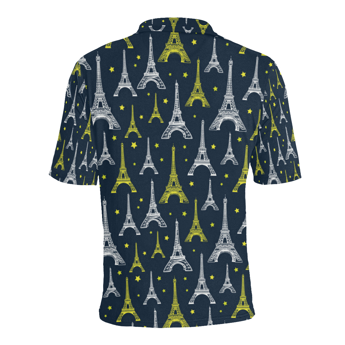 Eiffel Tower Star Print Men Polo Shirt